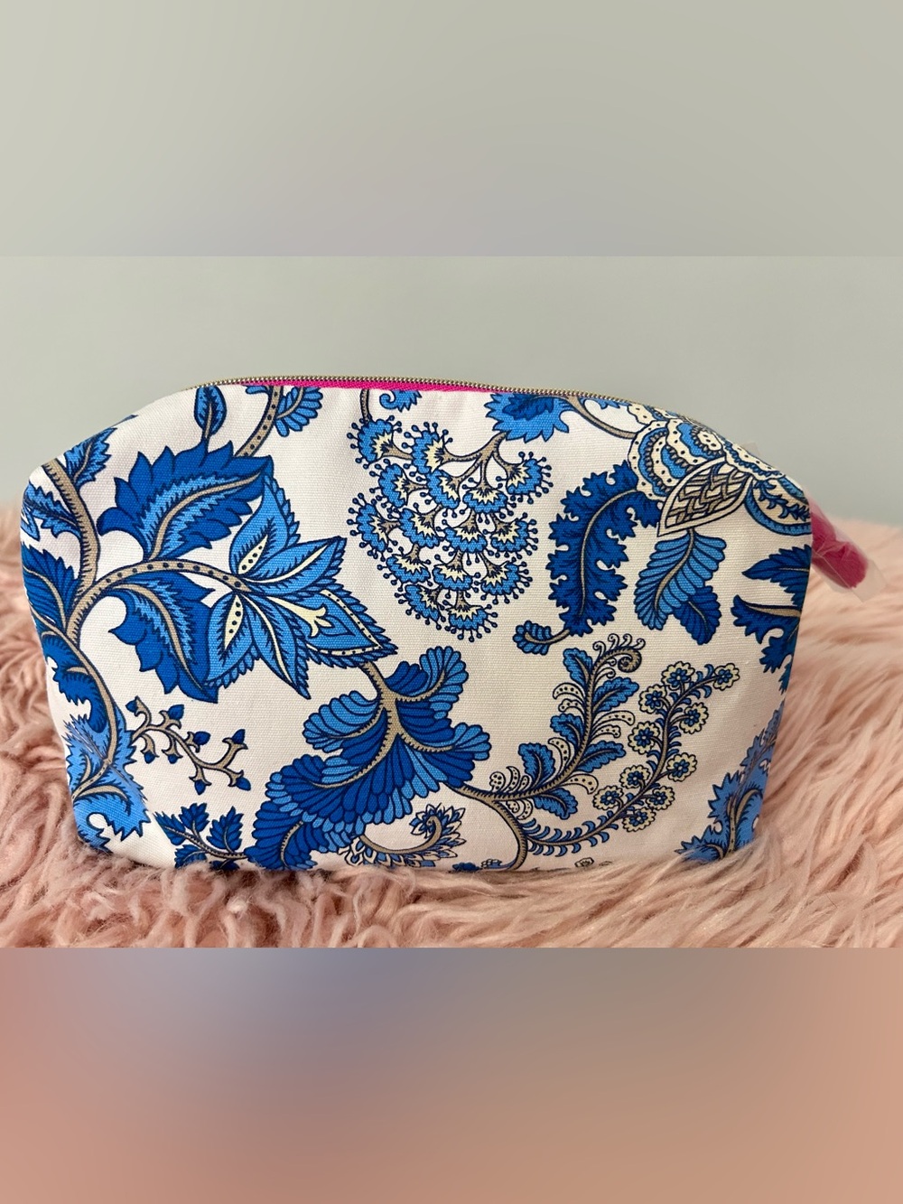 Estee Lauder Blue Floral Print Cosmetic Pouch